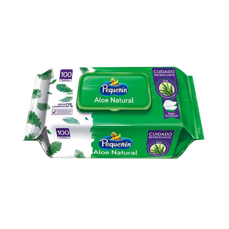 Toallitas Húmedas Refrescante Aloe Natural Pequeñín - Cont 100 unidades
