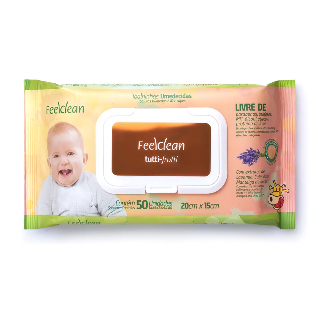 Toallitas Humedas Tutty Frutty FeelClean - Cont. 50 Unidades.
