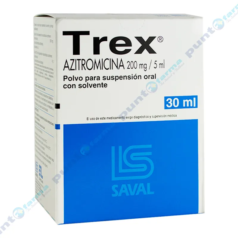 Trex Azitromicina 200 mg - Contenido de 30 mL (polvo para suspensión oral con solvente)