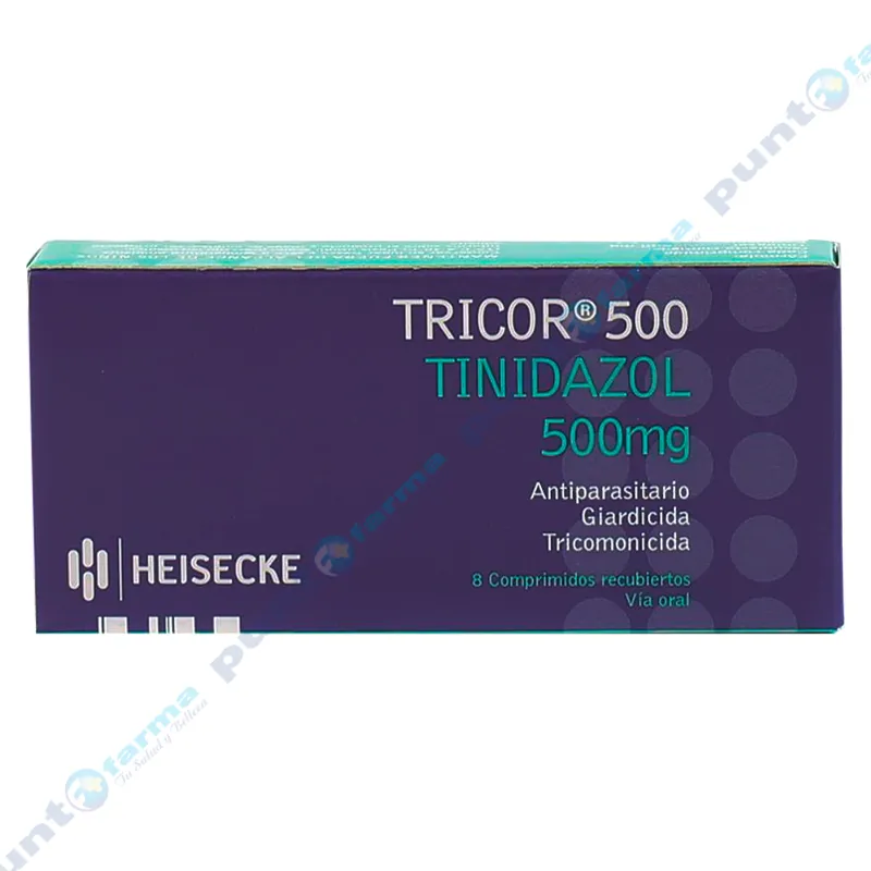 Tricor 500 Tinidazol - Caja de 8 comprimidos.