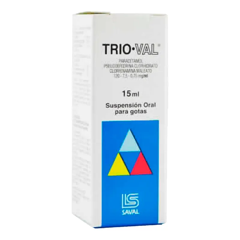 Trio-Val Paracetamol Clorhidrato Clorfenamina Maleato - Suspensión oral 15 ml