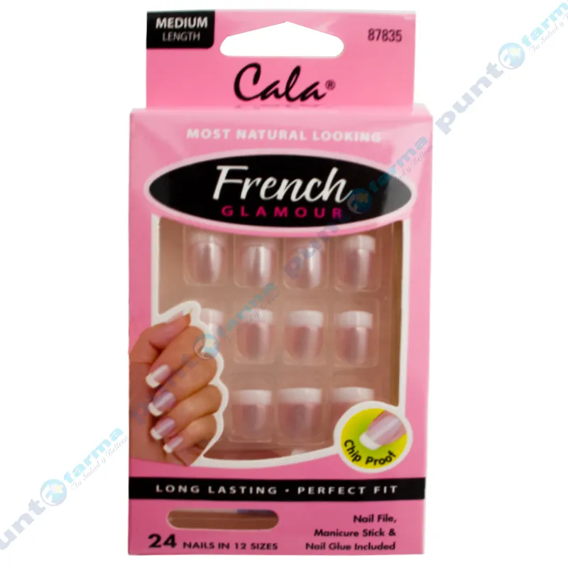 Uñas Postizas French Glamour - Cont. 24 uñas