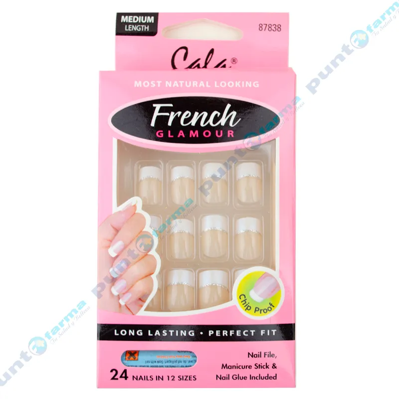 Uñas Postizas French Glamour - Cont. 24 uñas