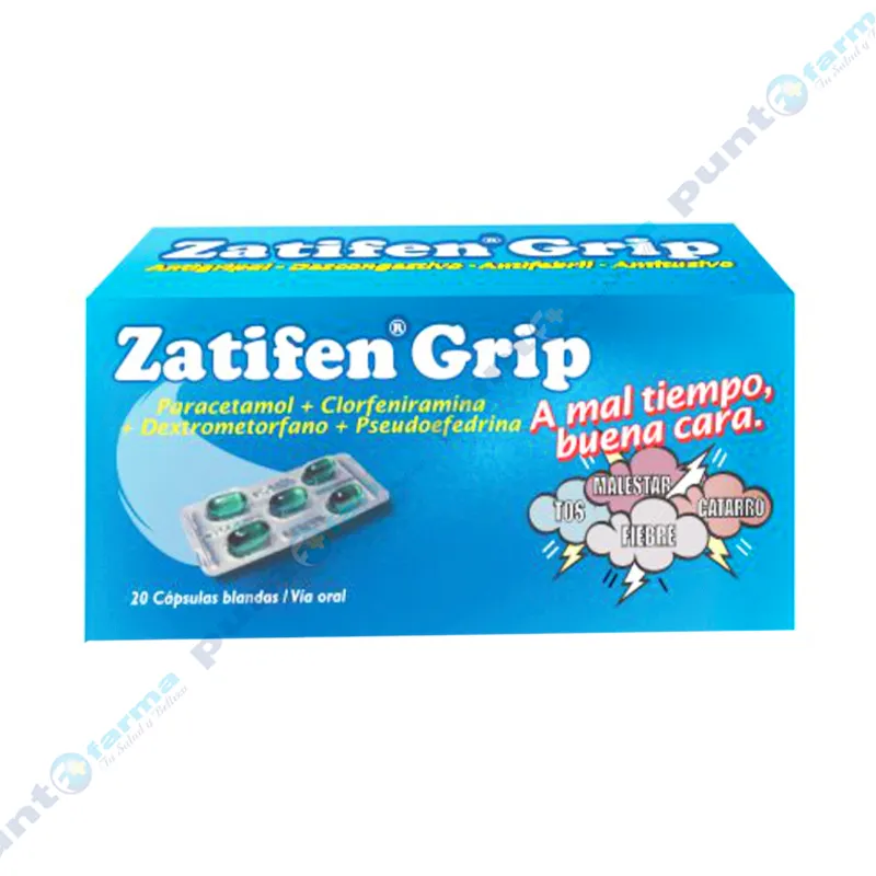 Zatifen Grip Paracetamol - Caja de 20 cápsulas blandas