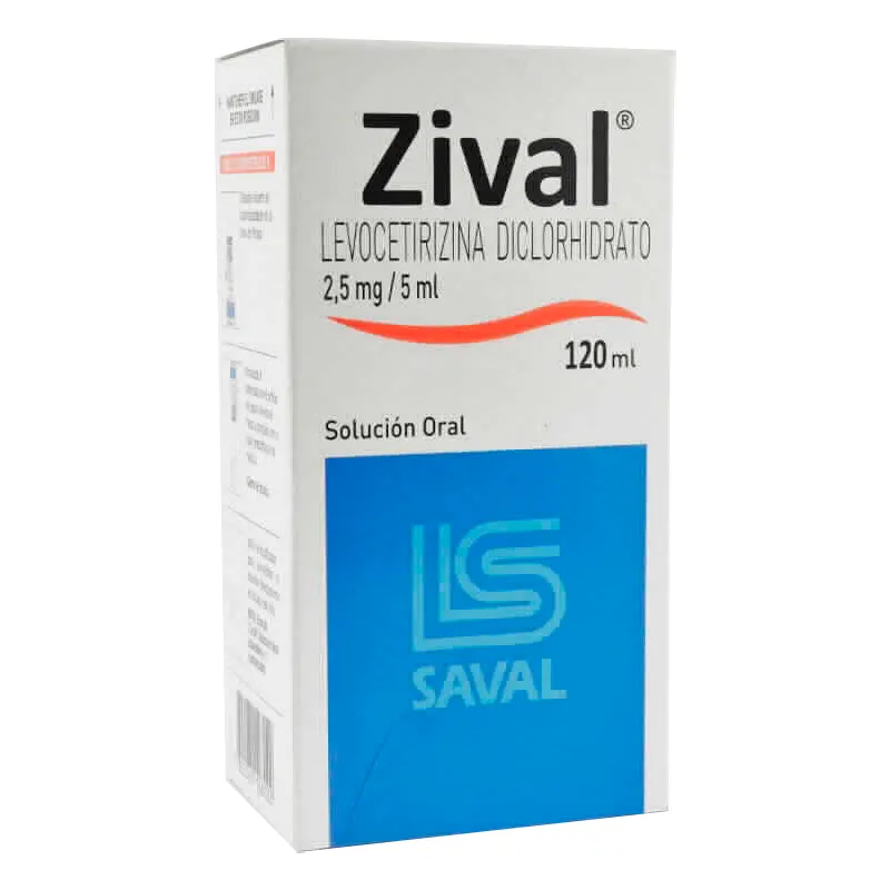 Zival® Levocetirizina Diclohidrato 2,5mg/5ml - Contenido de 120 ml solución oral
